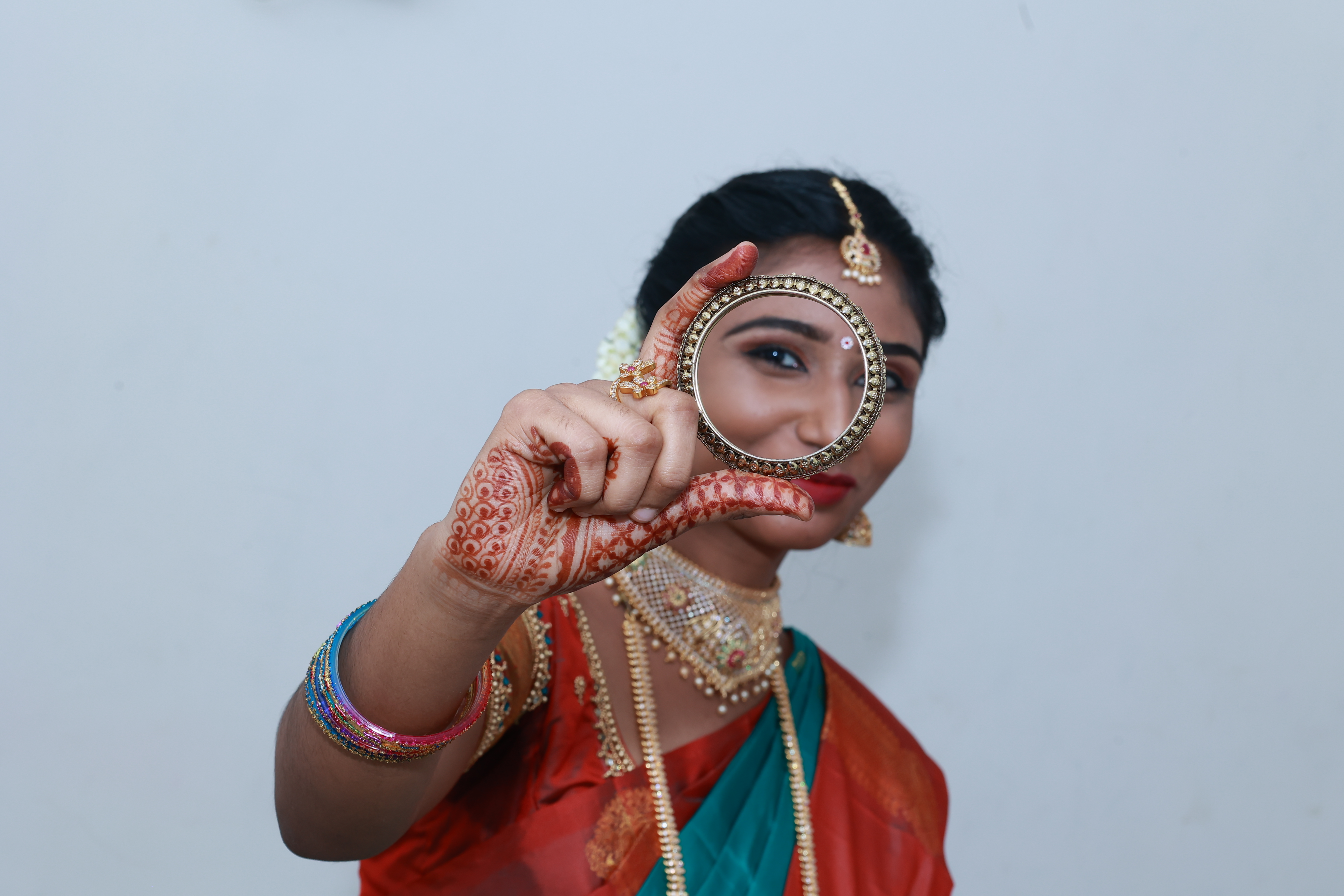 Couple in festive attire